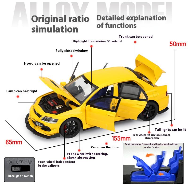 Mitsubishi EVO Model Alloy 1:32 Simulated Jdm Sports Car, Children's Toy Collection Model Ornaments for Boys Gifts