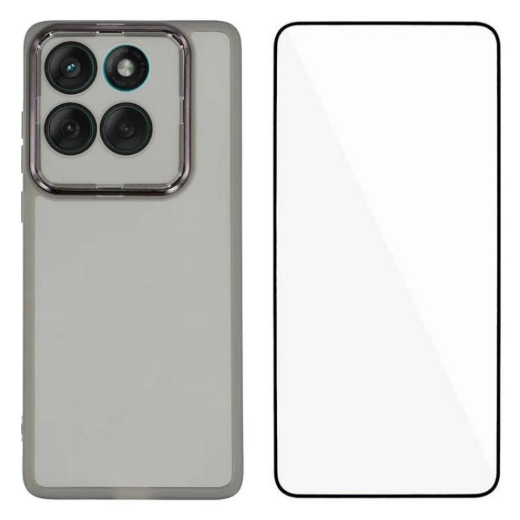 Для Motorola Edge 60 Fusion 5G Чехол из ТПУ серии WANLONFENG DKSM с гальванизированной рамкой и задней крышкой из закаленного стекла