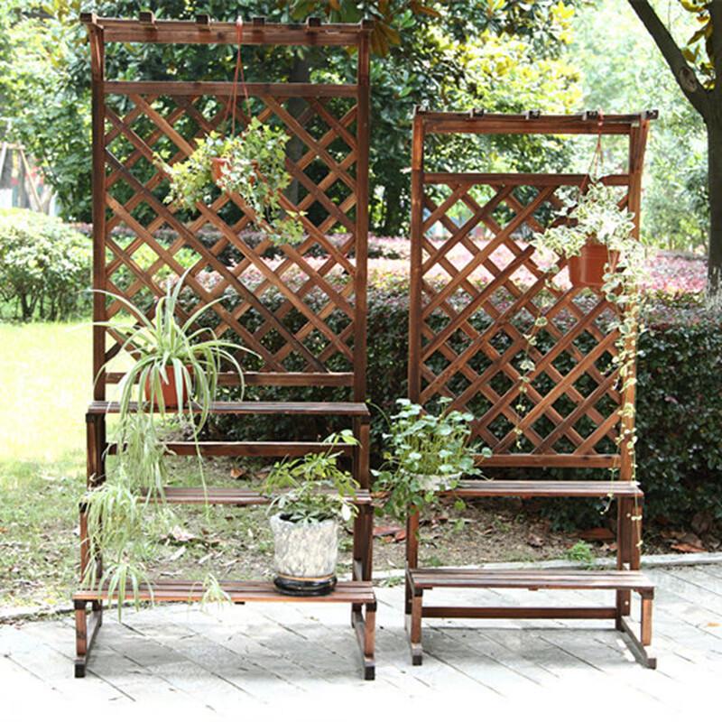 Carbonized Wood Multi-tier Plant Stand