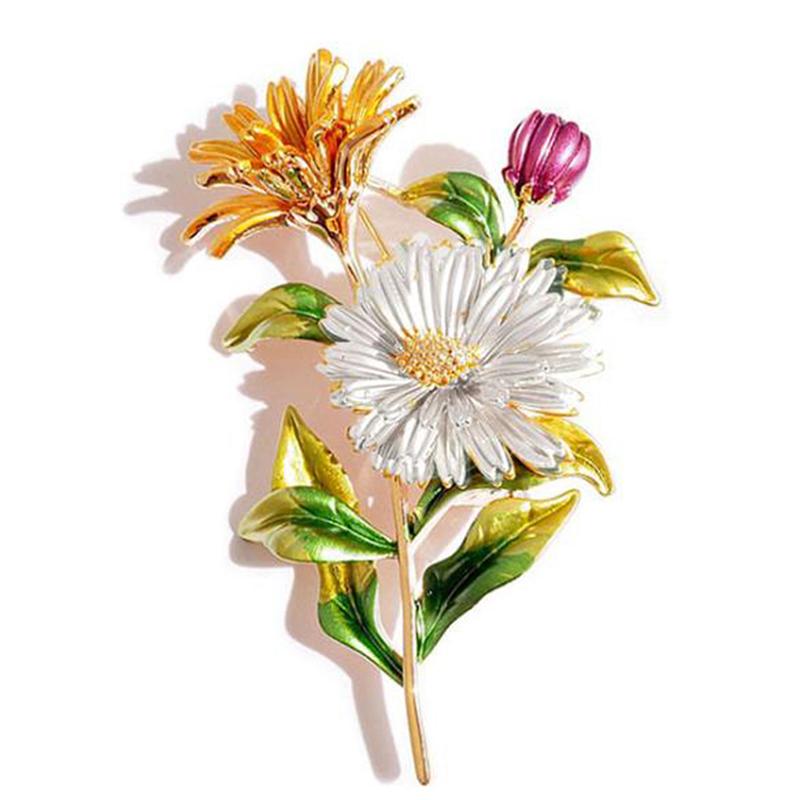1 шт., эмалированная булавка с цветком ромашки, женские броши, букет, броши для одежды, ювелирные изделия