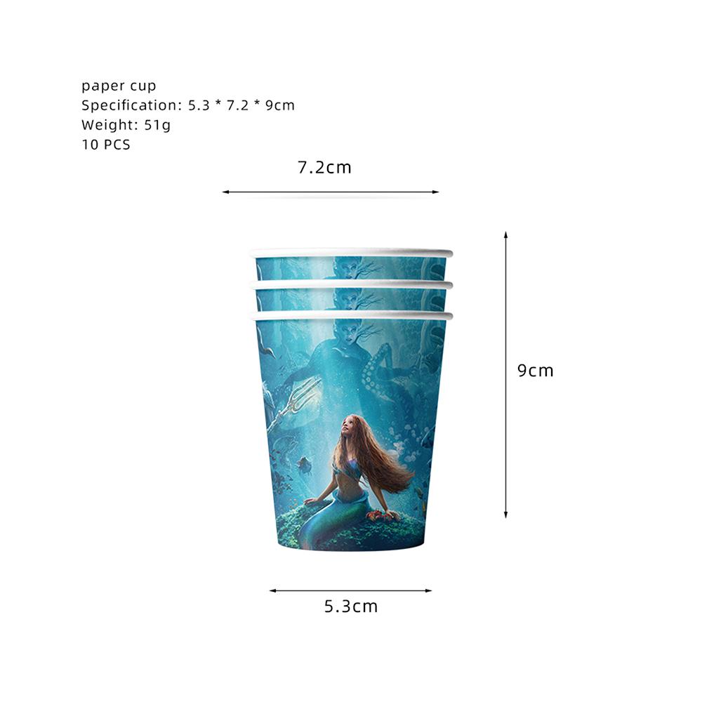 51Pcs Plates, Napkins, Cups & Tablecloth For Little Mermaid Theme Birthday Party