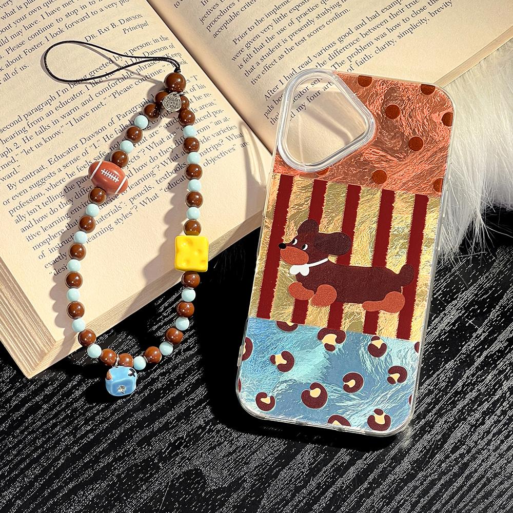 Чехол для телефона с цепочкой-браслетом, расписанный, для iPhone 16 11 12 13 14 для 12 14 16 Pro 14 16 Pro Max, милый узор, твердая обложка со шнурком