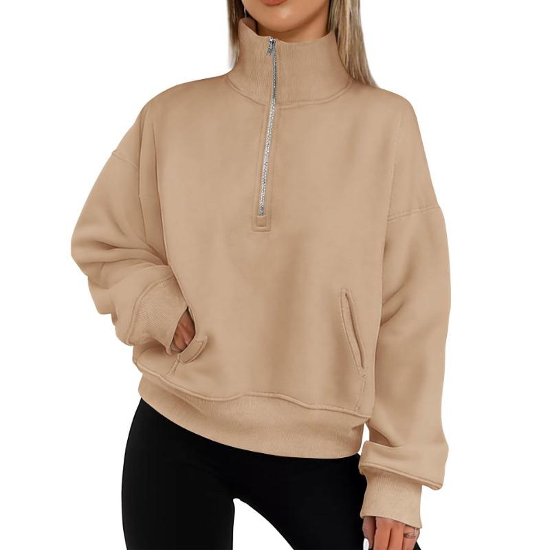 Осенне-зимний женский свитер с двумя карманами на молнии до середины бедра