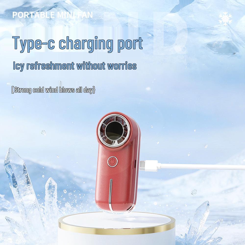 Compact High-Speed USB Rechargeable Digital Display Handheld Fan for Strong Summer Breeze