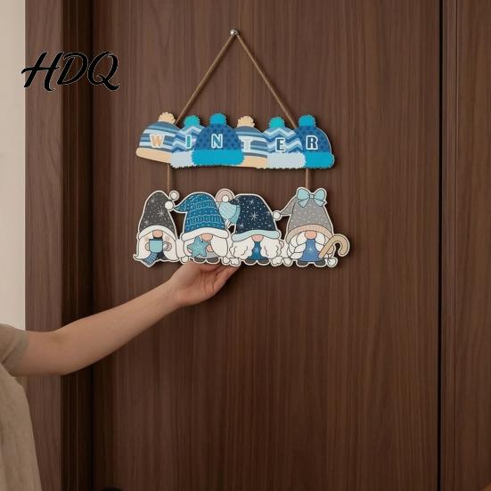 Мультяшный Гном Настенное Искусство Рождественский Деревянный Приветственный Подвесной Знак Декор Эльфа с Подарочным Звонком Дверной Знак Шармы Рустикальное Украшение Фермерского Дома для В помещении На улице