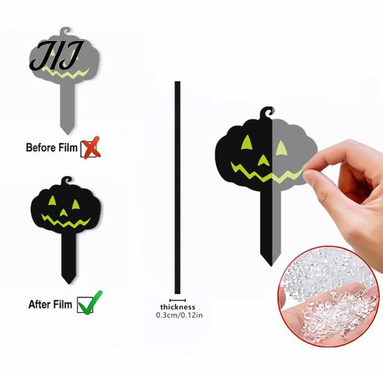 Acrylic Festival Props 9Pcs Halloween Pumpkin Ghost Garden Stake, Lighted 2D Yard Decor Festive Patio Lawn Ornaments for Path, Spooky Outdoor