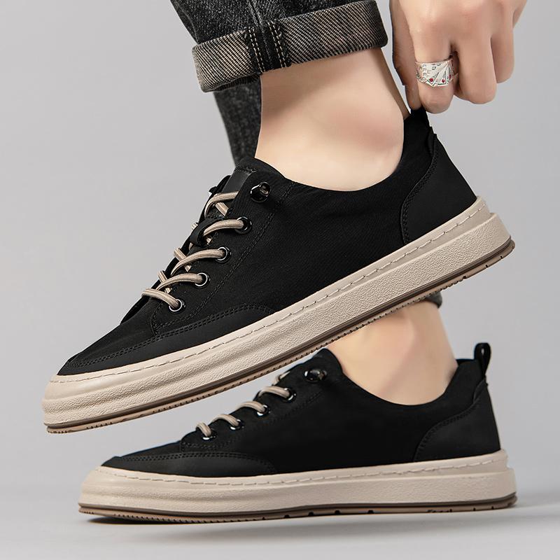 2024 Новые модные брендовые мужские однотонные кроссовки на шнуровке для отдыха на открытом воздухе, удобные повседневные туфли на плоской подошве, мужские черные кроссовки для скейтбординга
