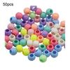 50Pcs Acrylic Big Hole Beads 6mm Center Hole Solid Color Beads Loose Spacer Beads for Jewelry Making DIY Necklace Bracelet