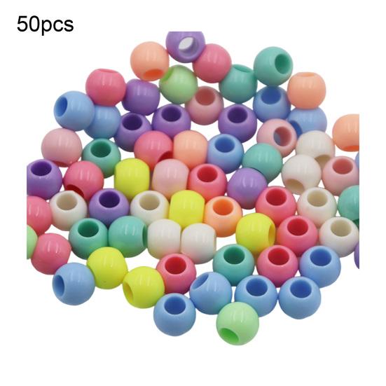50Pcs Acrylic Big Hole Beads 6mm Center Hole Solid Color Beads Loose Spacer Beads for Jewelry Making DIY Necklace Bracelet