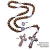 Catholic Wooden Rosary Virgin Mary Jesus Cross Necklace Fashion Catholicism Jewelry Gifts