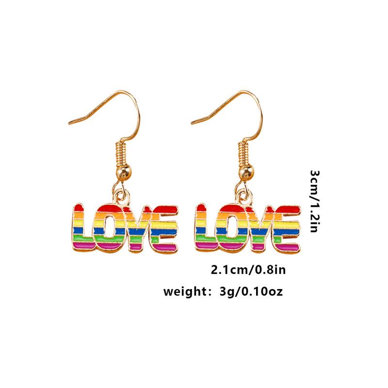 Colorful Alloy Rainbow Flag Love Earrings