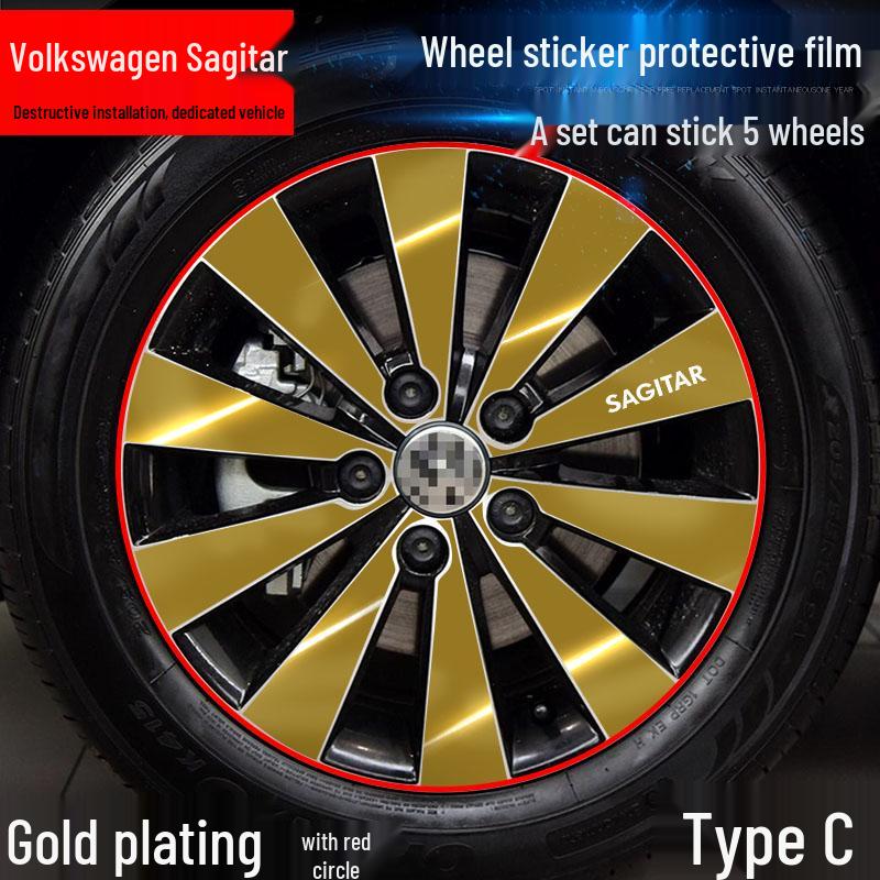Volkswagen Sagitar Wheel Hub Stickers: Electroplating Color Change, Warning, Scratch Protection