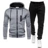 2023 Men Autumn Zipper Hoodie Sweatshirt+pants Solid Sporting Fitness Hooded Outerwear Jacket Joggers Sui