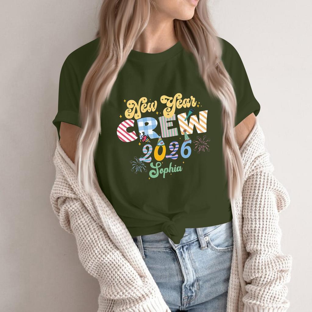 Women's Fashion 2026 New Year Printed Round Neck Short Sleeve Top
