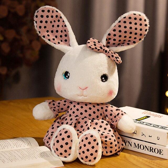 Милый кролик в юбке в горошек, плюшевые игрушки, милый кролик, плюшевая подушка, мягкие куклы-животные, рождественские подарки для девочек