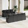 8-piece Garden Set with Black Poly Rattan Cushions, 2-seater Garden Sofa with Storage and Black Poly Cushions 3356210