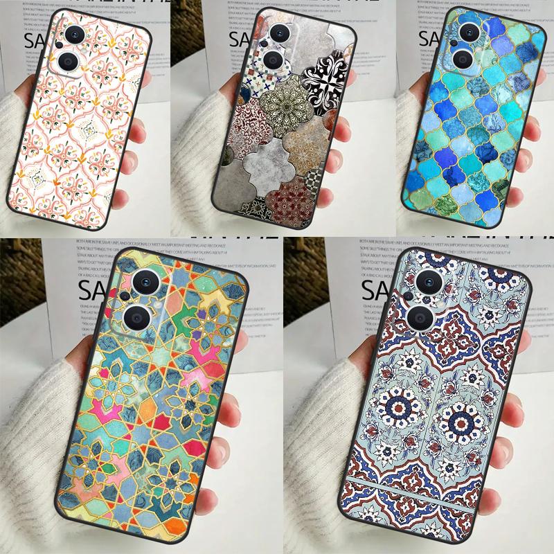 Moroccan Pattern Case For OPPO Reno 11F 10 Pro 4 5 6 7 8 Lite 4Z 5Z 8T OPPO Find X6 X5 Pro X2 X3 Neo Cover