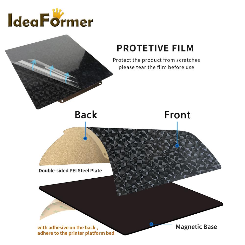 Double Sided Heatbed PEO/PET+PEI 180/220/235/300/350mm Flexible Sheet Ender 3 Magnetic Bed 3D Printer Parts Hot Bed Build Plate