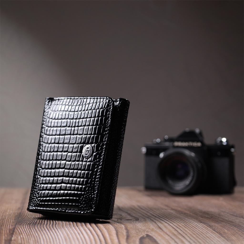 Women's Stylish Wallet Made of Textured Genuine Leather ST Leather 22732 Black