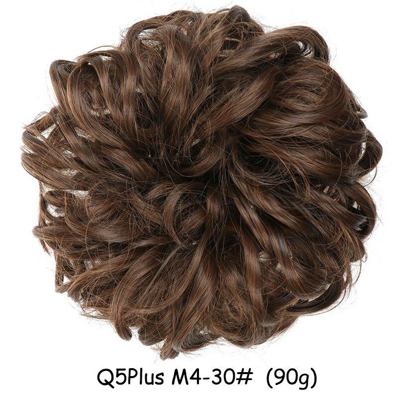 MISS WIG Women Messy Chignon Donut Hair Bun Fake Hair Elastic Chignon Synthetic Fiber Hairpiece Gray Black Brown Color