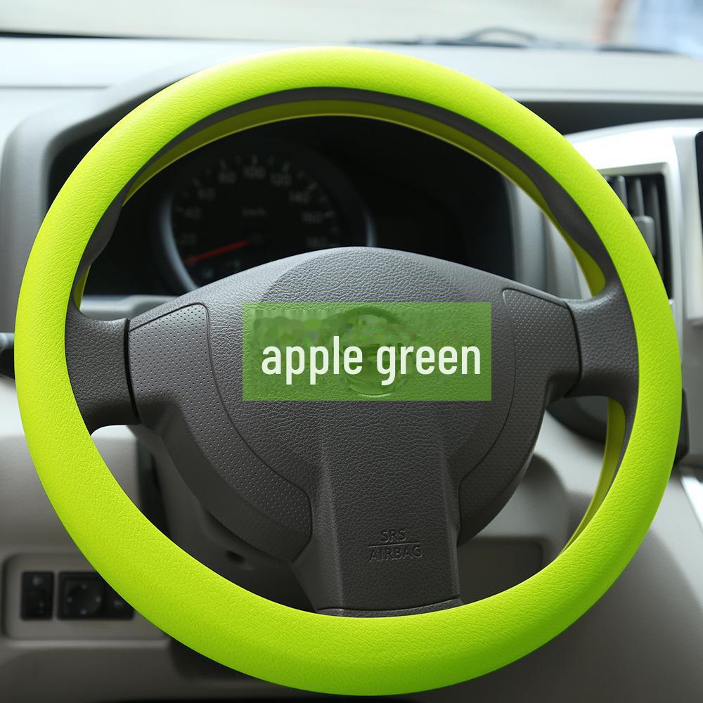 Litchi Pattern Silicone Steering Wheel Cover: Fold-Resistant, Flexible, Scratch-Resistant Leather Protector