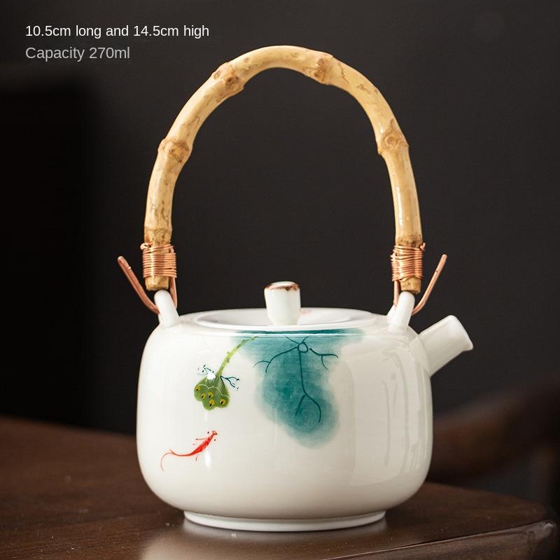 Hand-painted Japanese Style Lifting Pot Tea Pot Kung Fu Tea Set With Filter Coarse Ceramic Purple Clay Pot Ceramic Tea Pot Puer