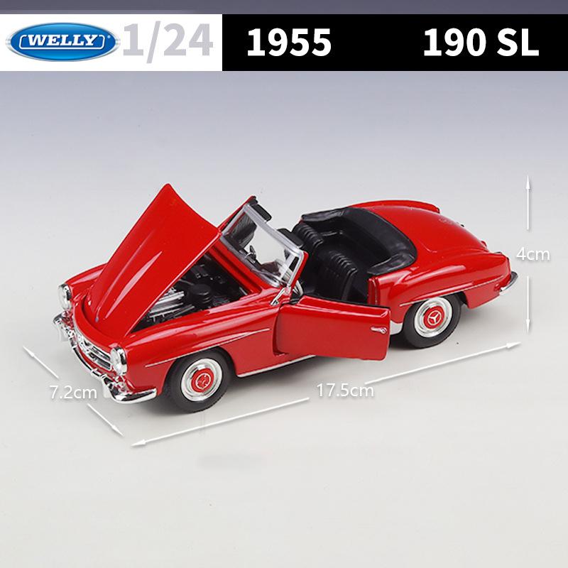 Welly 1/24 1955 Mercedes-Benz 190 SL Сплав Родстер Модель Роскошного Автомобиля Литой Металл Классический Ретро Старый Автомобиль Транспортные Средства Модель Детские Подарки