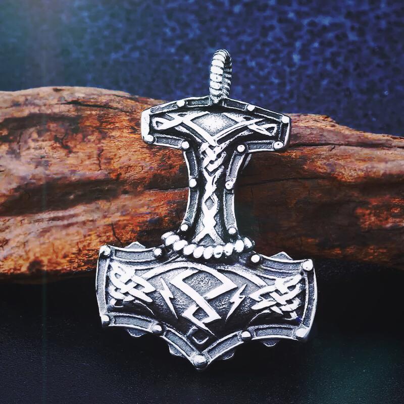 BEIER thor's hammer mjolnir pendant necklace viking scandinavian norse viking necklace with stainless steel chain BP8-384