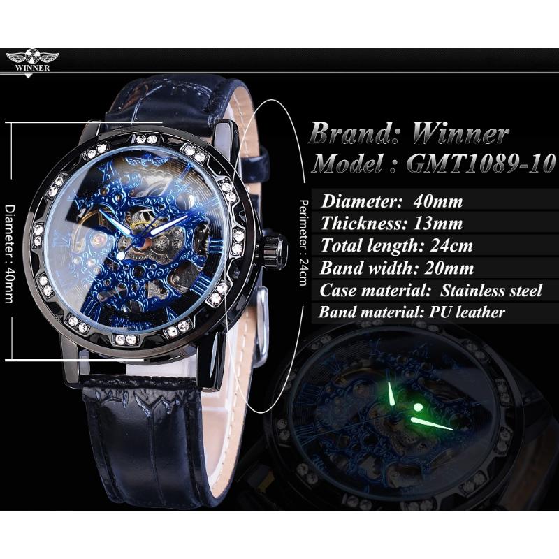 Winner Watch Мужская мода Досуг Классические популярные механические часы со стразами
