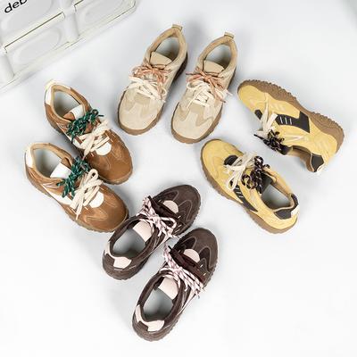 Версия из коровьей кожи, в наличии толстая подошва, увеличивающая рост изнутри, кроссовки Forrest Gump в немецком стиле для женщин, новые спортивные и повседневные, кожаного цвета