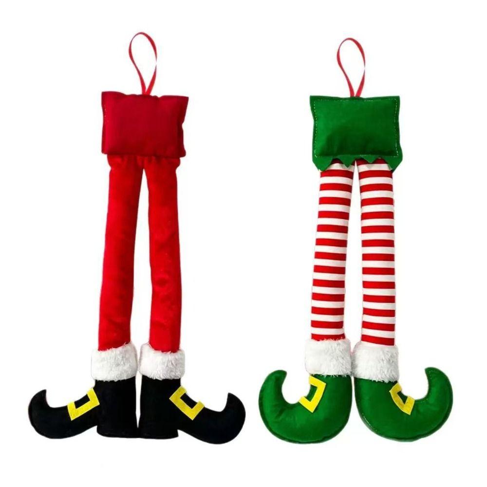 Soft Christmas Elf Legs Hanging Ornament Fireplace Mantel Decoration Home Holiday Party Decor