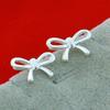 Silver 925 Jewelry Cute Girls Bow -Knot Stud Earrings For Women Child Kids Jewelry Birthday Gift
