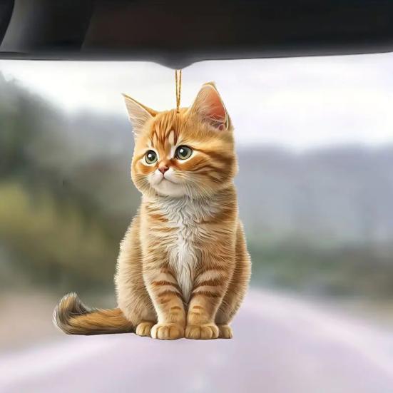 Acrylic Cat Pendant with Lanyard Easy To Hang Lightweight Design Adorable Kitty Christmas Decoration Tree