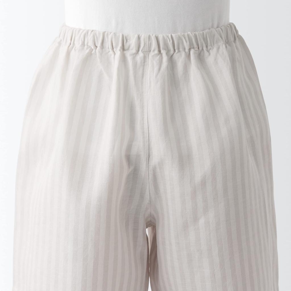 MUJI Naturally Derived Cool Touch Lyocell Hemp Пижама с короткими рукавами FDB06A3S Светло-серая полосатая XL Женская