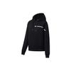 Li Ning Plain Letter Print Drawstring Pullover Hoodie Women Hoodies Black AWDSB02-2