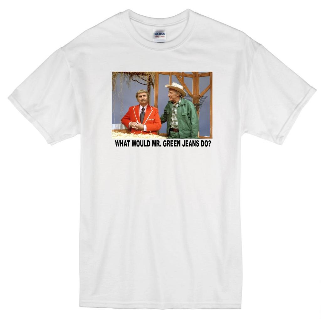 MR. GREEN JEANS WWD? CAPTAIN KANGAROO HUGH BRANNUM RETRO TV WHITE T-shirt