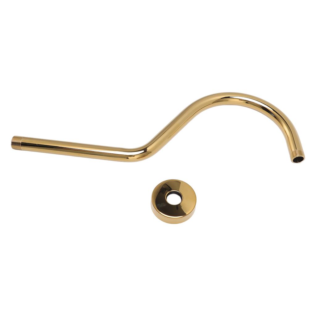 NPT Shower Head Extension Arm Brushed Gold S Shaped Gooseneck Stainless Steel Shower Head Pipe for Bathroom