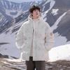 Зимний Новый Стиль Пуховик из Пуха Белой Утки для Мужчин и Женщин, Повседневная и Универсальная Куртка с Капюшоном с Принтом