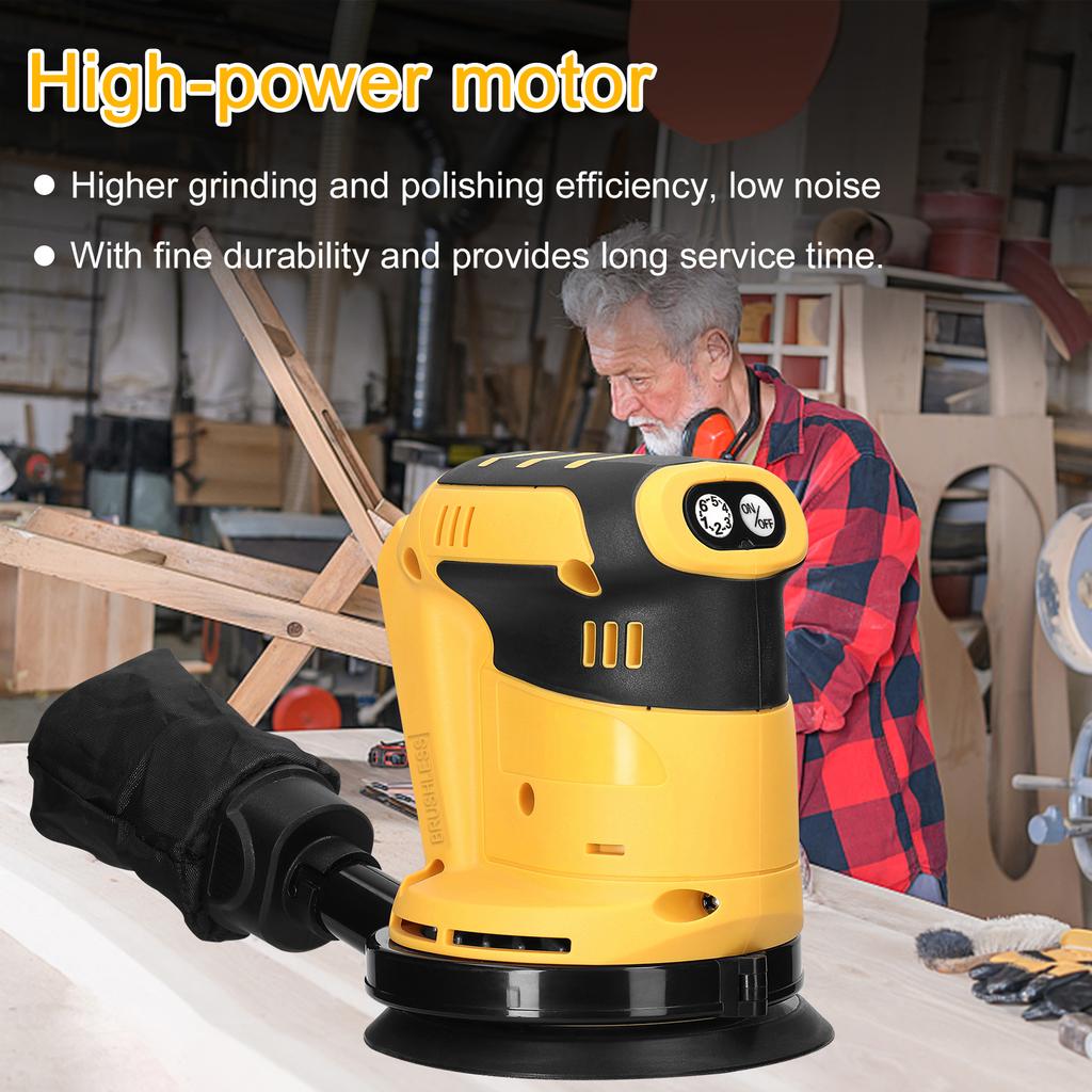 125mm Brushless Motor Cordless Orbital Sander Wood Grind Tool Electric Car Polisher Multifunctional Wood Metal Waxing Polishing Grinding Sanding Machi