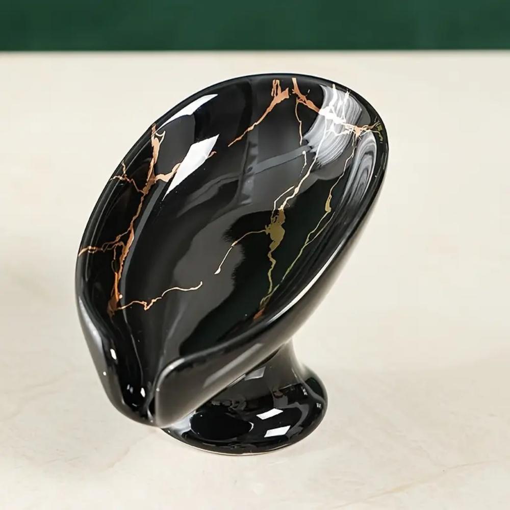 1 шт. Керамическая подставка для мыла для душа Leay, принадлежности для ванной комнаты и кухни, коробка в форме листа, отверстие для отвода воды, тарелка для хранения мыла