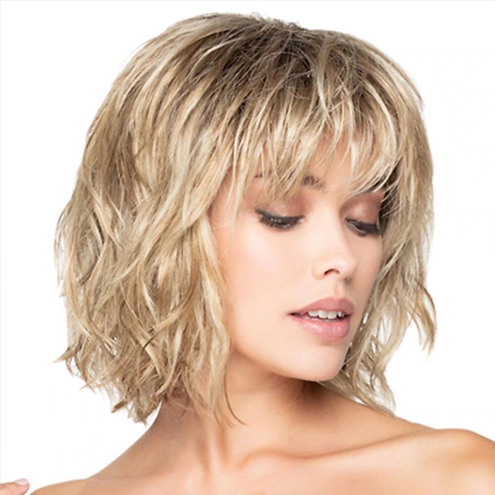 HAIRJOY Синтетические парики Блондинка Коричневый для Женщин Кудрявые с Челкой Короткий Парик