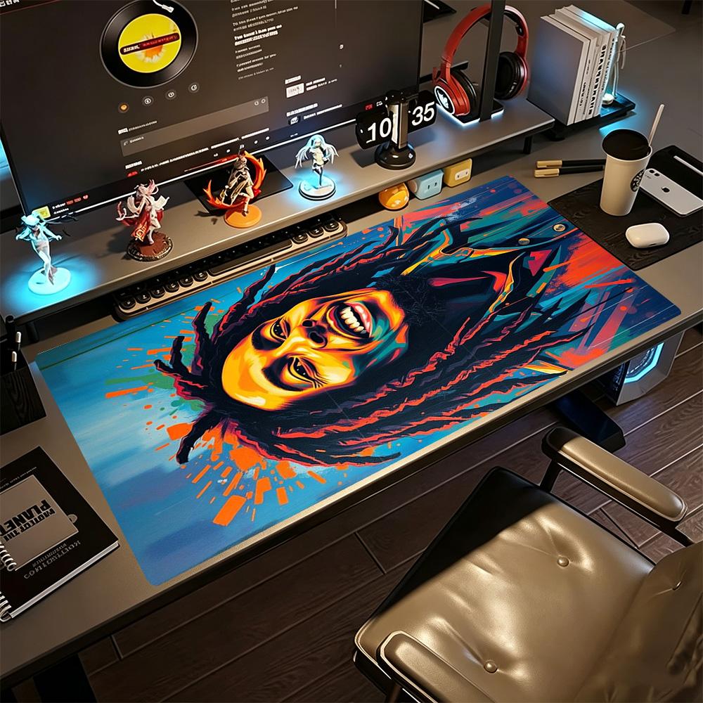 Bob Marley Gaming Mouse Pad Gamer Mousepad Computer Desk Mat Non-Slip Rubber Base Perfect for Office Laptop Gaming Setup