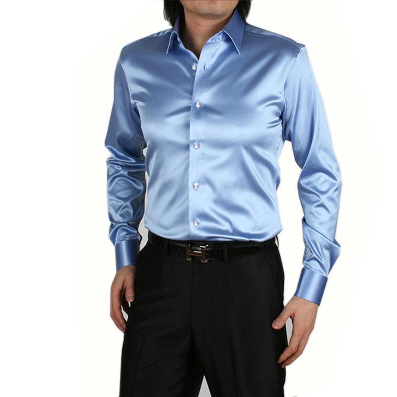 Летняя мужская мода повседневные рубашки с длинным рукавом Fit Party Shirt Top Blouse