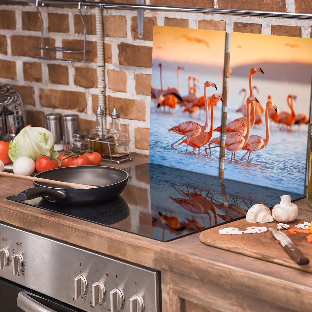 GLASS CUTTING BOARD 2x 30x52 FLAMINGOS