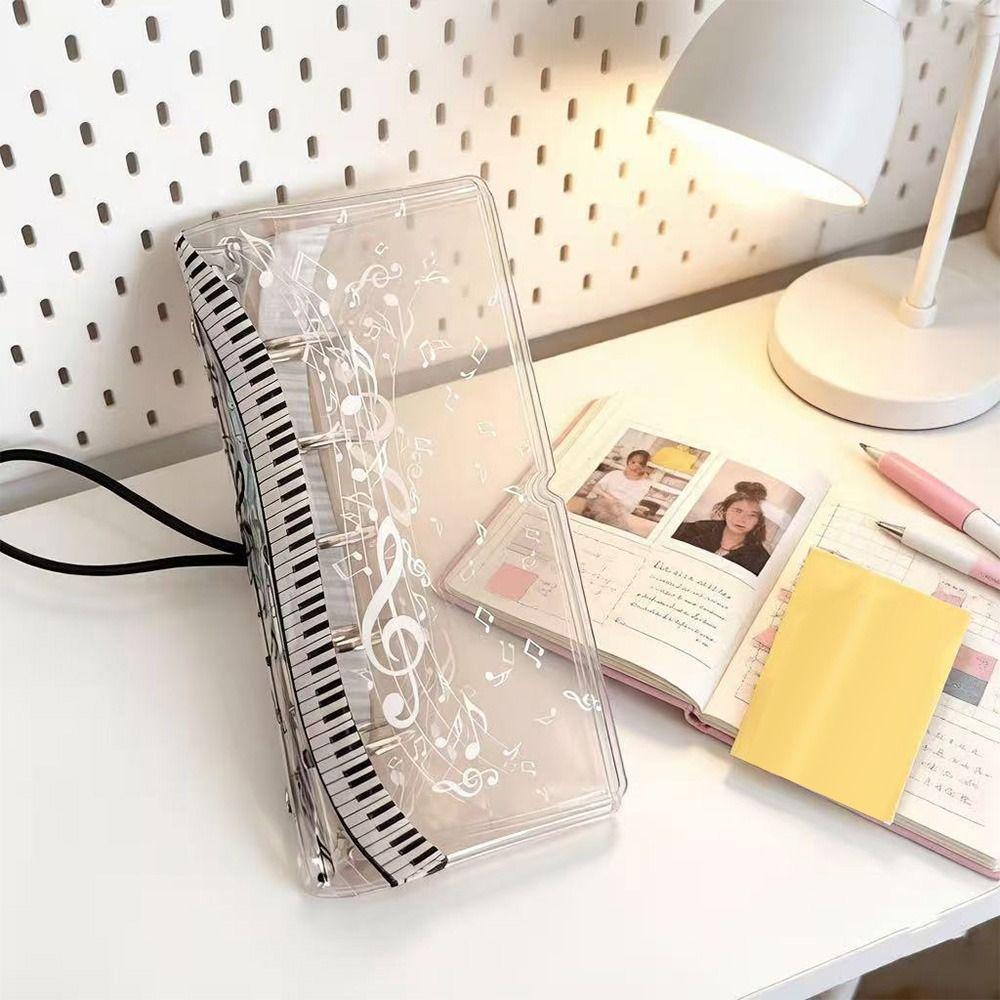 Music Note Design Loose Leaf Notebook Cover Transparent Journal Cover INS M5 Half Size Binder