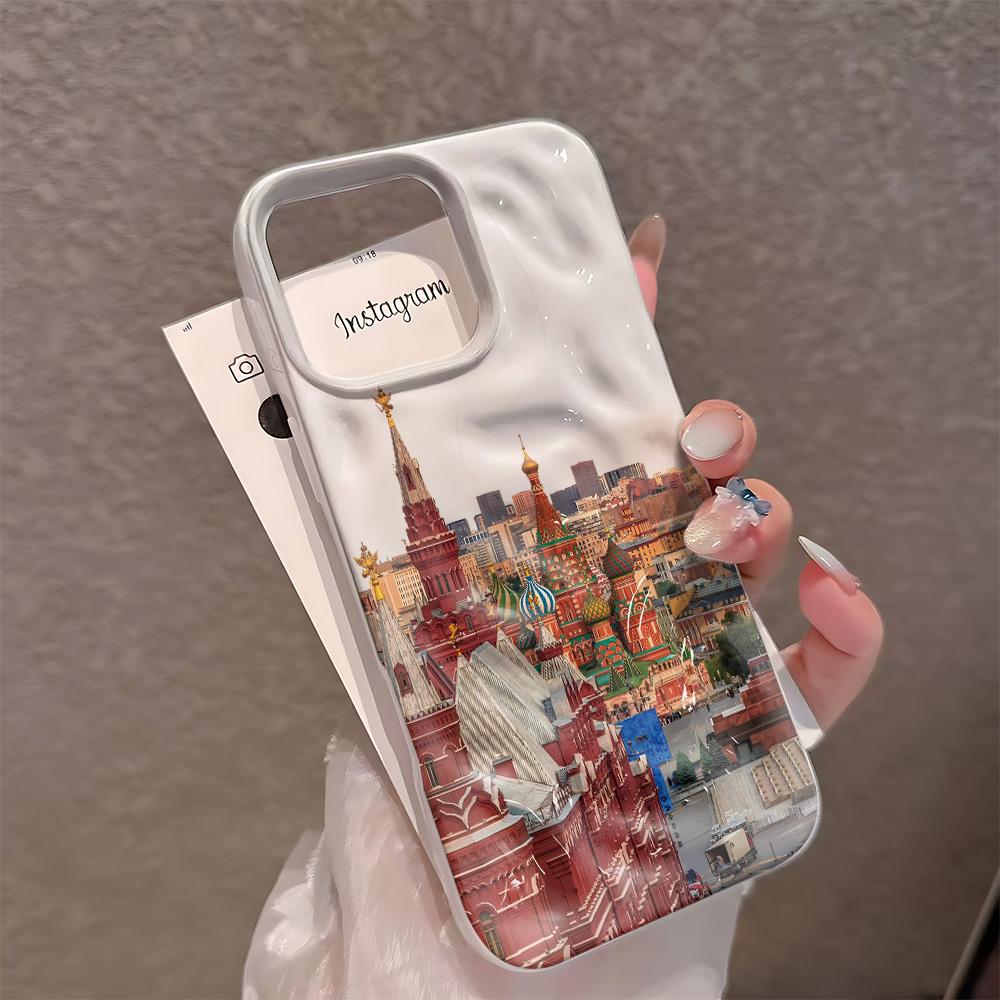 Цветной Замок Арт Чехол для Телефона с Удобным Захватом Для iPhone 15 Air 11 Pro Max 17 Plus 12 14 13 16 Чехол