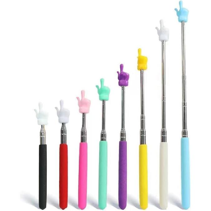 Черный телескопический указка для учителей, Указка для преподавания в классе, Металлическая ручная выдвижная указка, Длина в разложенном виде 21,6 дюйма, Ручной презентер