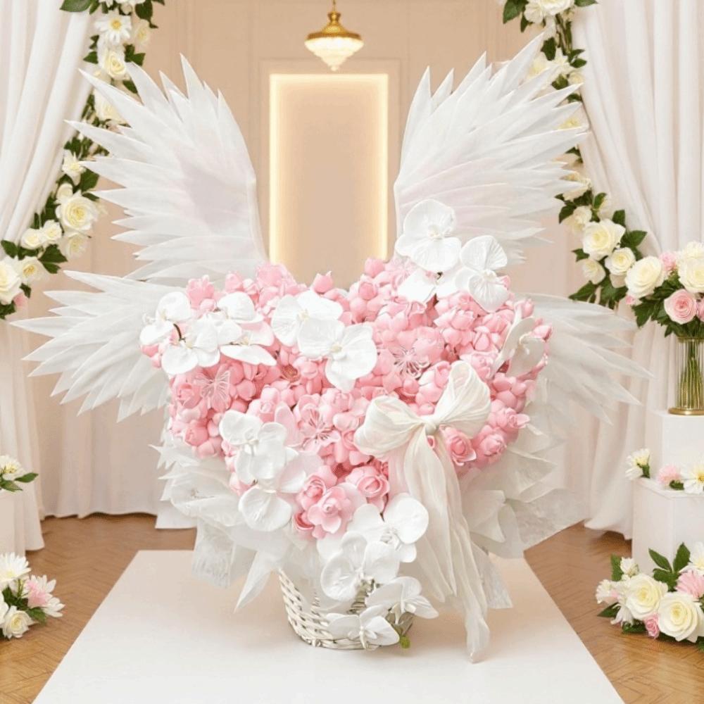 White Electric Openable Wings Simulated Pearl Cotton Wings Creative Angel Wing Photo Props