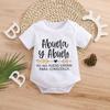 3-18 Months Baby Cute Spanish Letters "Abuela Y Abuelo" Print Cotton Bodysuit Short Sleeve Jumpsuit