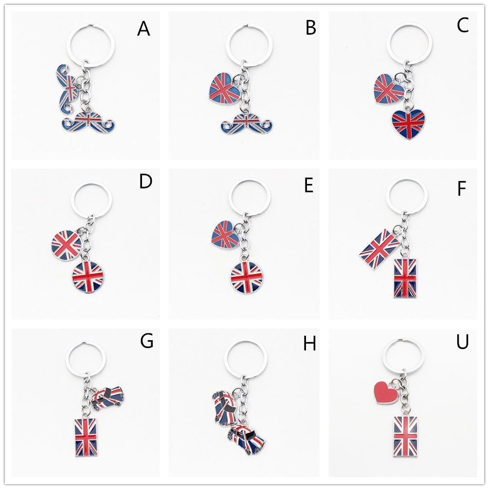 Bag Purse Charm Excellent Quality Key Chain UK Flag Keychain Union Jack Keyring GB British Flag Heart Pendant